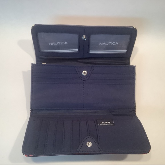 New Nautica Vegan Leather Women’s RFID Clutch Wallet Money Manager Deep Sea Dive - Picture 3 of 8